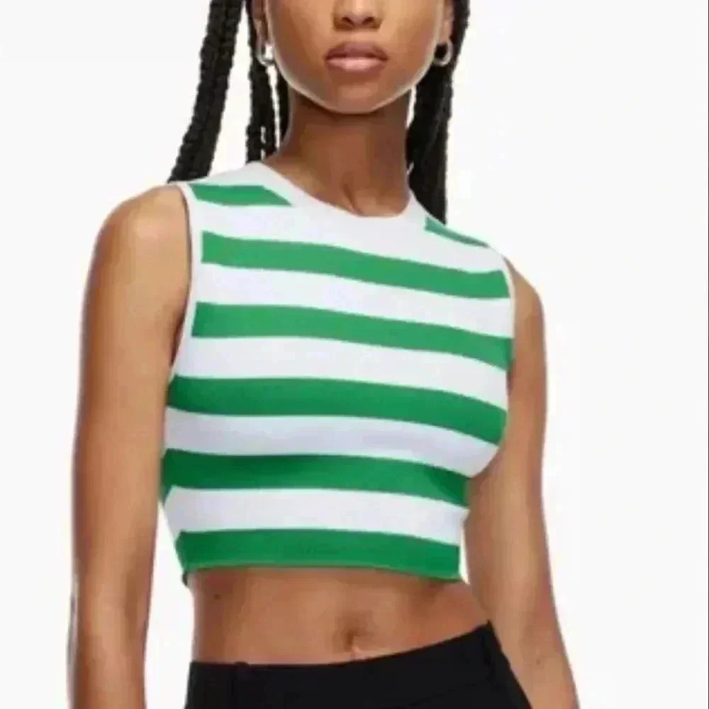 Babaton sculpt knit cropped tank top size M